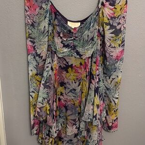 Rococo Sand Long Sleeve Floral Tent Dress